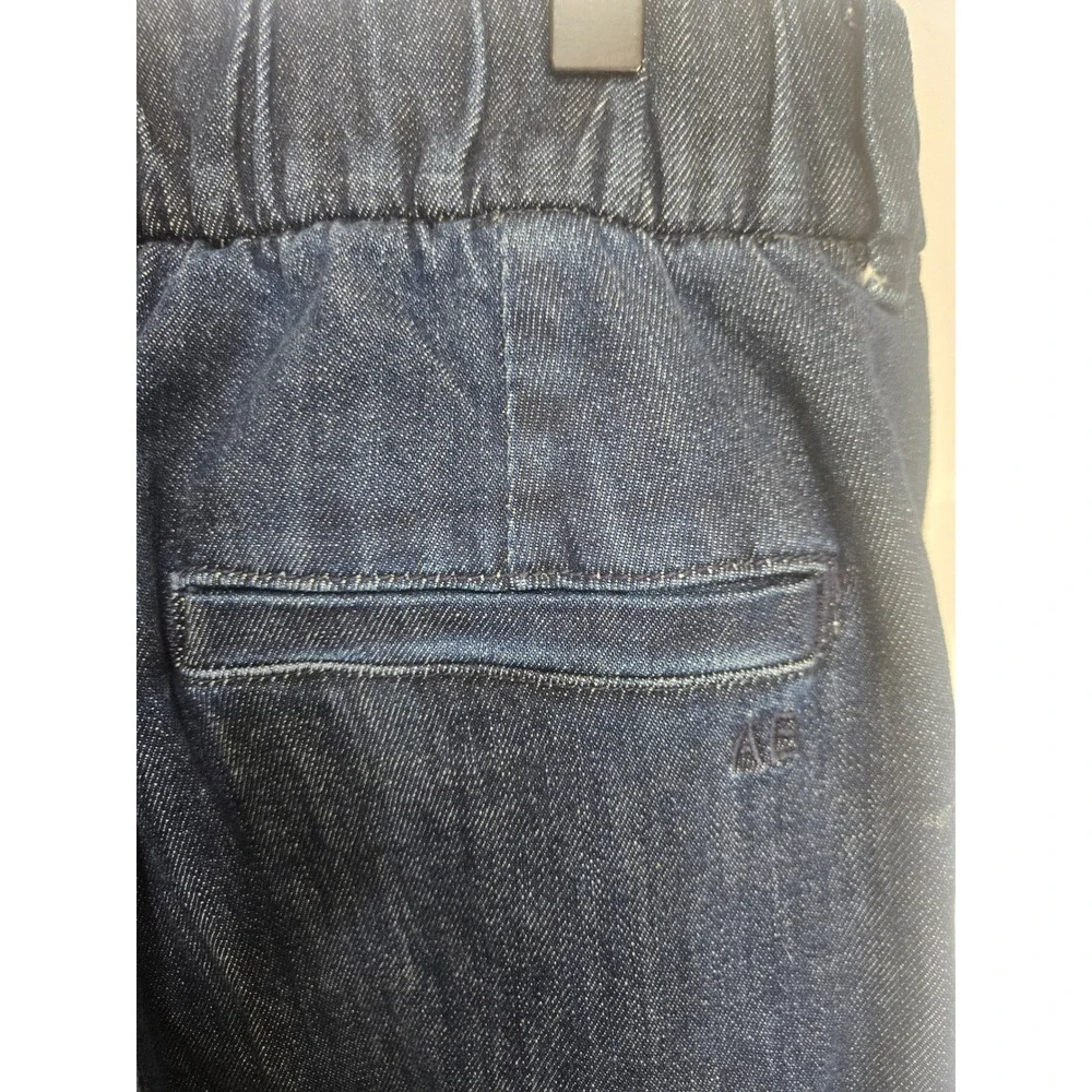American Eagle Stretch Denim Trouser‎ Jeans Dark Wash Wide Leg Pleated Size 2